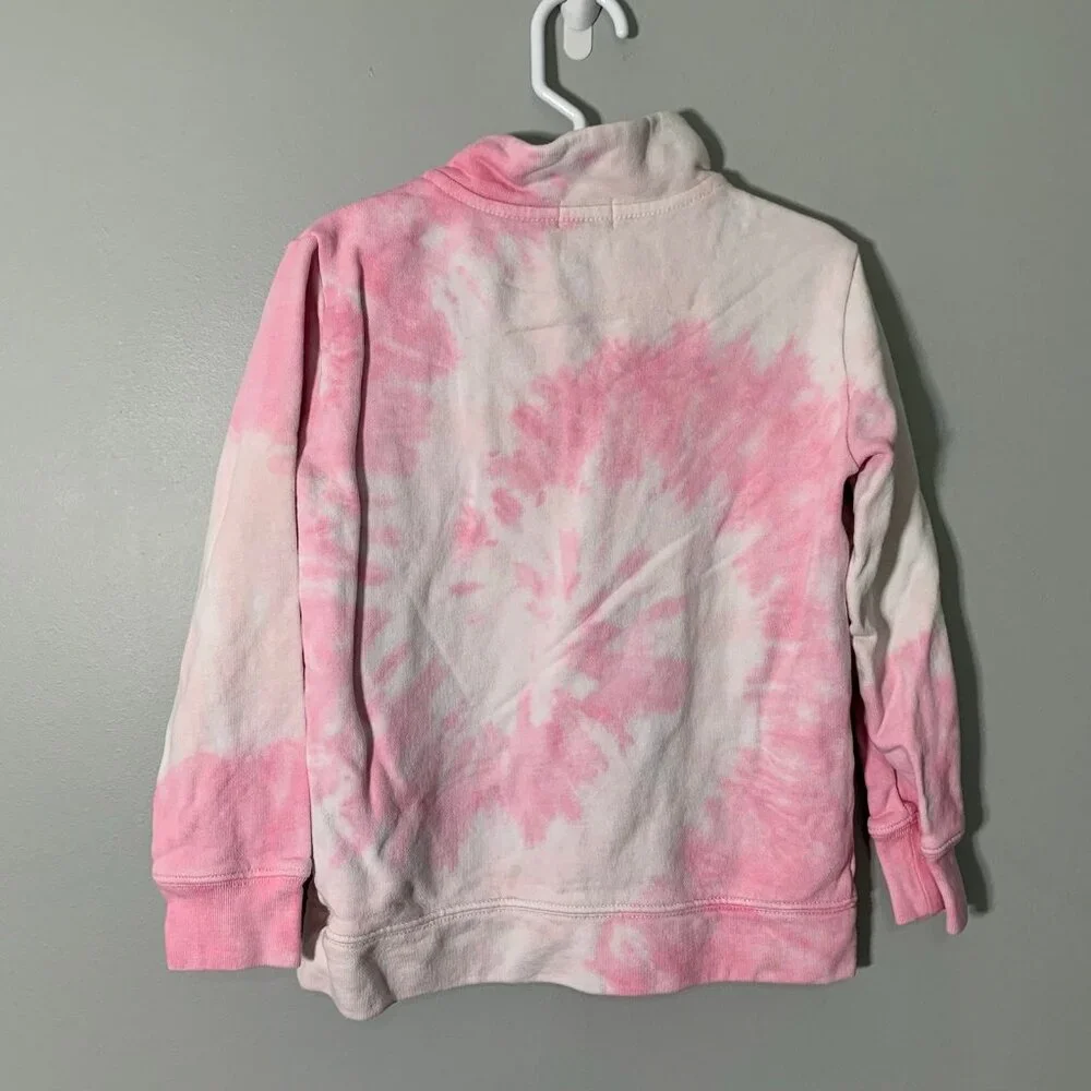 5/$25 Crewcuts Girls Pink Tie Dye Quarter Zip Sweatshirt Mock Neck Size S 6-7 - Picture 5 of 5